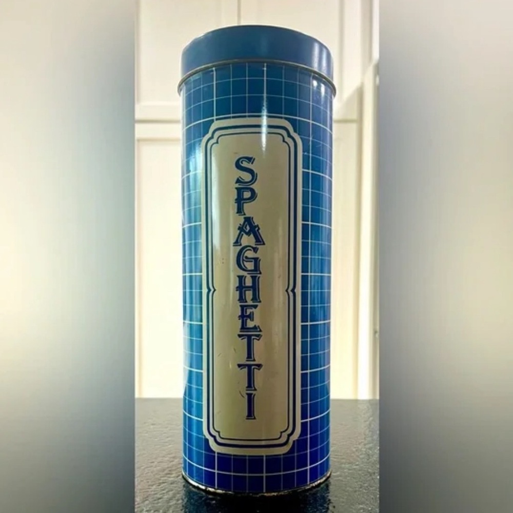 Rare Blue & White Vintage Collectible Pasta Spaghetti Tin